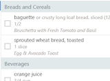 The grocery list - ingredients are automatically sorted into aisles and consolidated.
